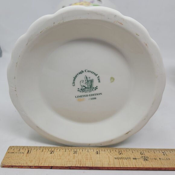 Vtg Belleek Glendarragh Vase Covered Floral Easter Limited Edition #1801 of 3350 - Picture 8 of 11